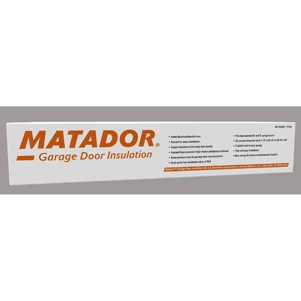 Matador-Garage Door Insulation Kit, Designed for 8 Foot Tall Door up to 9 Feet Wide, Matador, Mfr#: SGDIK002